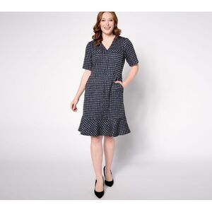 Isaac Mizrahi Navy and White Checkered Dress